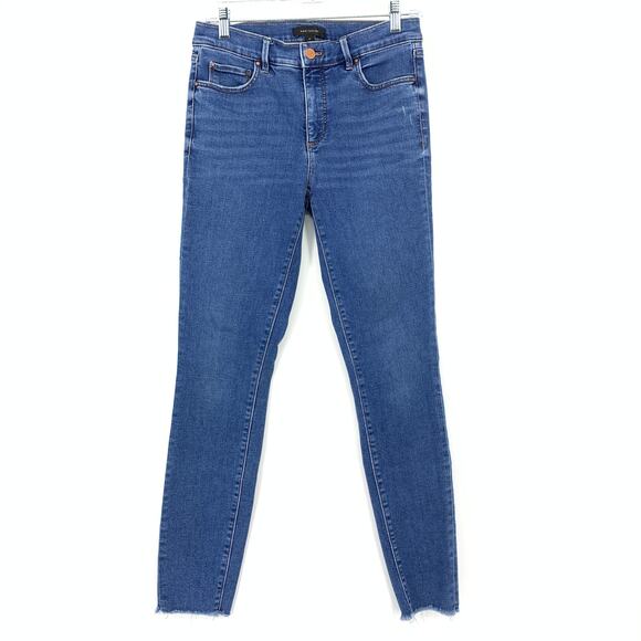 Ann Taylor The Skinny Jeans Womens Size 4T Medium Wash Stretch Denim Raw Hem - Picture 1 of 6